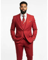 Mazari 1B Peak Lapel Pinstripe Vested Suit