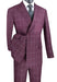 Naples Collection - Wine Modern Fit Double Breasted Windowpane Peak Lapel 2 Piece Suit