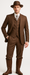 Mel-M158 Coffee Color - Light Brown - Mocha 2 Buttons Vested Suit Pant Classi Mel-M158 Suit