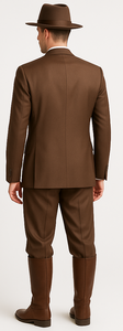 Mel-M158 Coffee Color - Light Brown - Mocha 2 Buttons Vested Suit Pant Classi Mel-M158 Suit