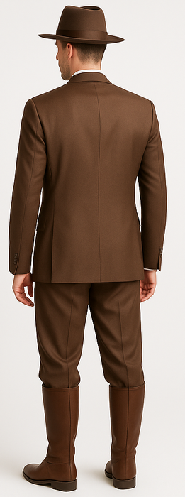 Mel-M158 Coffee Color - Light Brown - Mocha 2 Buttons Vested Suit Pant Classi Mel-M158 Suit