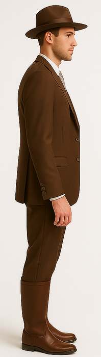Mel-M158 Coffee Color - Light Brown - Mocha 2 Buttons Vested Suit Pant Classi Mel-M158 Suit
