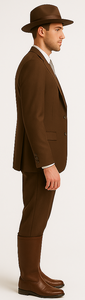 Mel-M158 Coffee Color - Light Brown - Mocha 2 Buttons Vested Suit Pant Classi Mel-M158 Suit