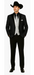 Men 2 Button Trim Cowboy in Black Cowboy Suit - Country Besom Pockets Wedding Suits