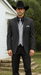 Men 2 Button Trim Cowboy in Black Cowboy Suit - Country Besom Pockets Wedding Suits