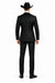 Men 2 Button Trim Cowboy in Black Cowboy Suit - Country Besom Pockets Wedding Suits