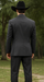 Men 2 Button Trim Cowboy in Black Cowboy Suit - Country Besom Pockets Wedding Suits