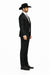 Men 2 Button Trim Cowboy in Black Cowboy Suit - Country Besom Pockets Wedding Suits