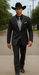 Men 2 Button Trim Cowboy in Black Cowboy Suit - Country Besom Pockets Wedding Suits