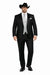 Men 2 Button Trim Cowboy in Black Cowboy Suit - Country Besom Pockets Wedding Suits