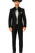 Men 2 Button Trim Cowboy in Black Cowboy Suit - Country Besom Pockets Wedding Suits