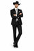Men 2 Button Trim Cowboy in Black Cowboy Suit - Country Besom Pockets Wedding Suits