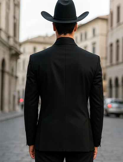 Men 2 Button Trim Cowboy in Black Cowboy Suit - Country Wedding Suits - Image 2