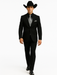 Men 2 Button Trim Cowboy in Black Cowboy Suit - Country Wedding Suits