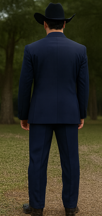 Men 2 Button Trim Cowboy in Navy Cowboy Suit - Country Wedding Suits