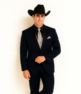 Men 2 Button Trim Cowboy in Navy Cowboy Suit - Country Wedding Suits - Image 5