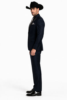 Men 2 Button Trim Cowboy in Navy Cowboy Suit - Country Wedding Suits