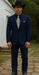 Men 2 Button Trim Cowboy in Navy Cowboy Suit - Country Wedding Suits