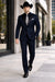 Men 2 Button Trim Cowboy in Navy Cowboy Suit - Country Wedding Suits