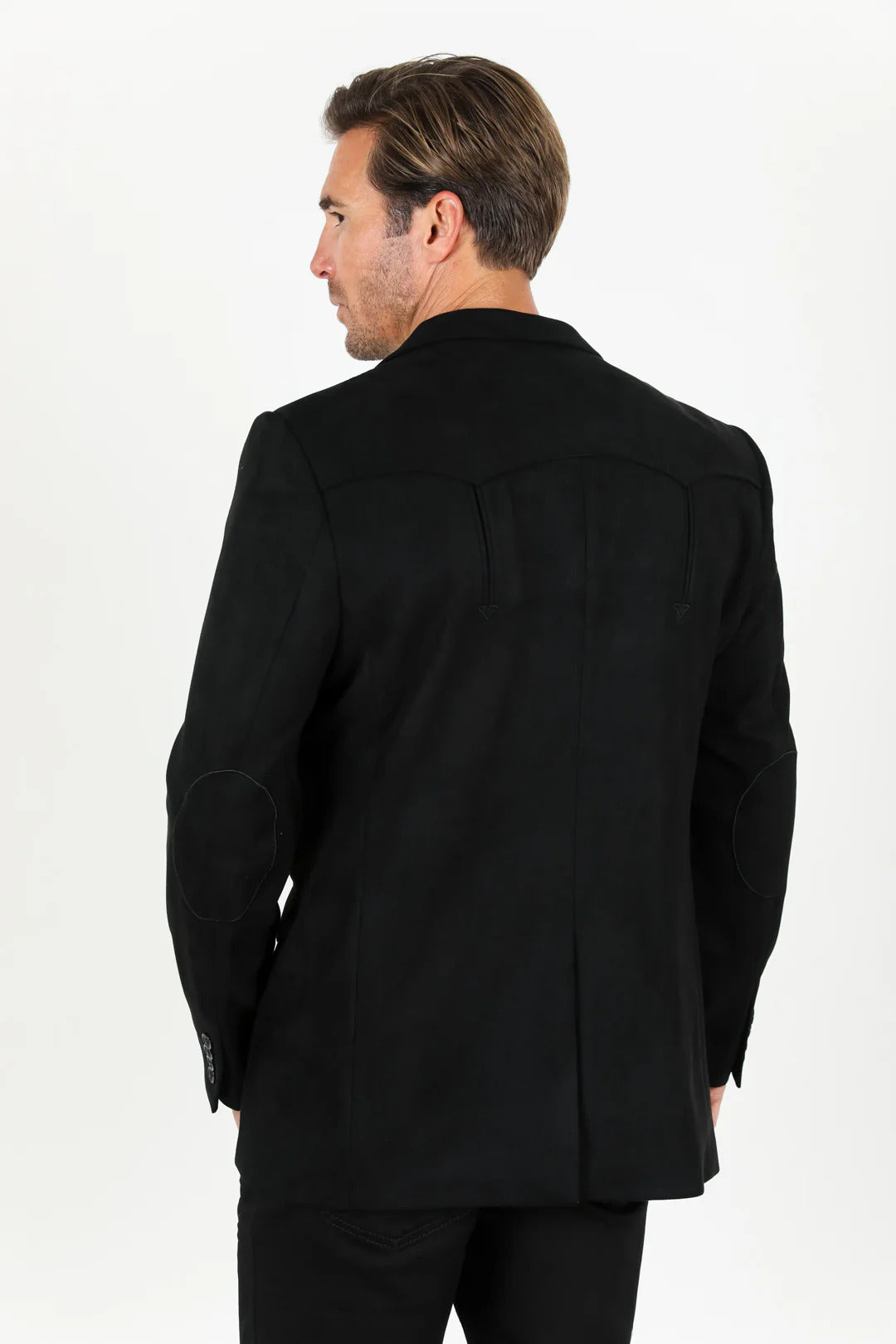 Double Button Suede Western Blazer Black