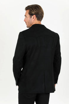 Double Button Suede Western Blazer Black