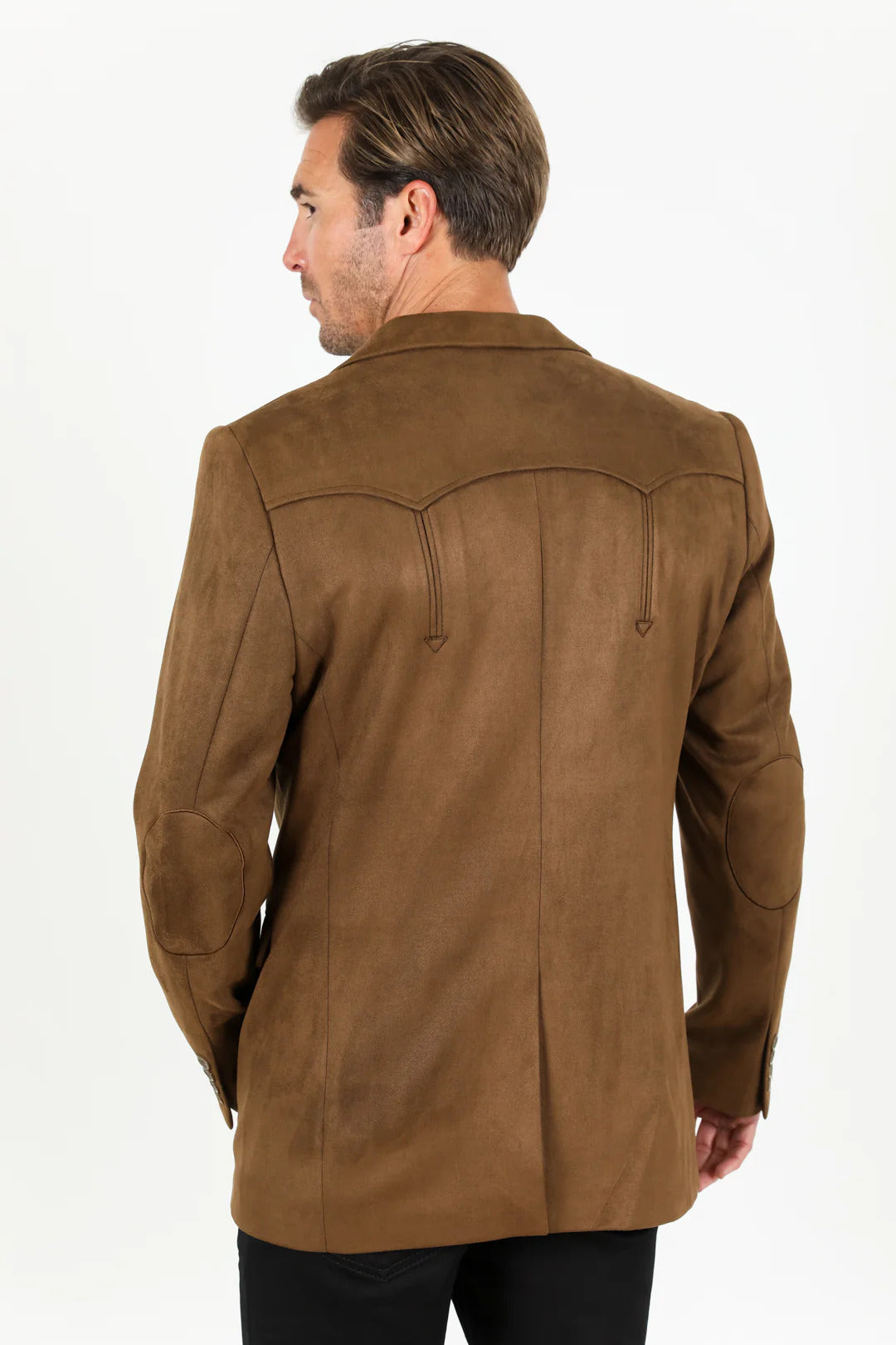 Double Button Suede Western Blazer Brown