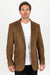 Men’s Double Button Brown Faux Suede Blazer – Modern Fit Dress Jacket