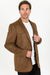 Men’s Double Button Brown Faux Suede Blazer – Modern Fit Dress Jacket