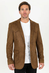 Double Button Suede Western Blazer Brown