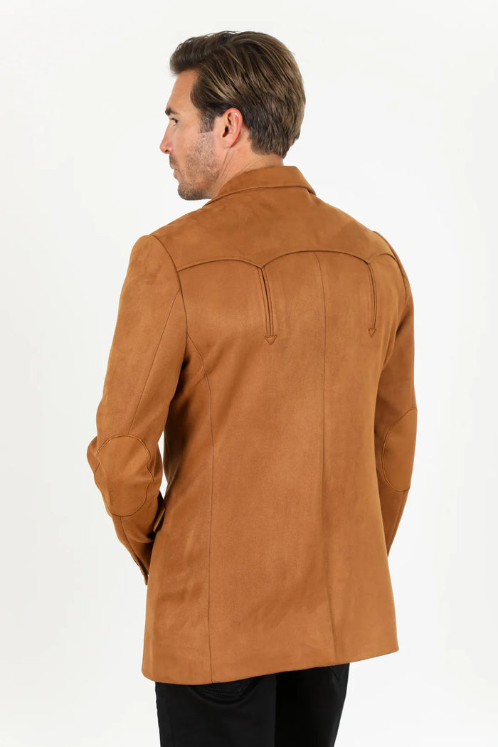 Double Button Suede Western Blazer Camel