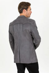 Double Button Suede Western Blazer Charcoal