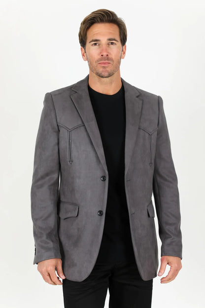 Double Button Suede Western Blazer Charcoal