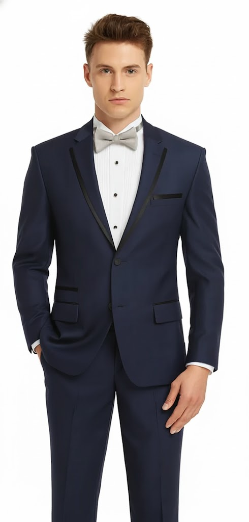 Men Dark Navy ~ Midnight blue Fashion Designer Wedding Groom Tuxedo Dinner Suit Coat Jacket Blazer Trouser - Image 3