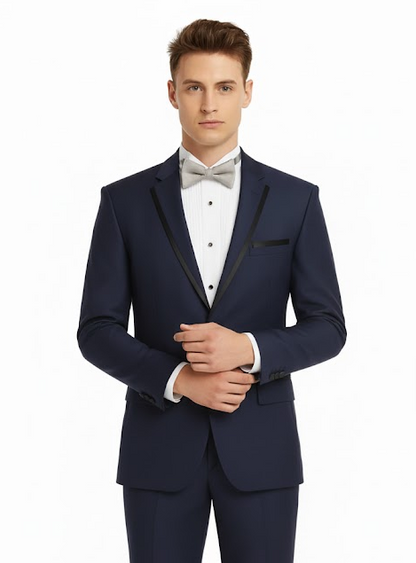Men Dark Navy ~ Midnight blue Fashion Designer Wedding Groom Tuxedo Dinner Suit Coat Jacket Blazer Trouser - Image 4