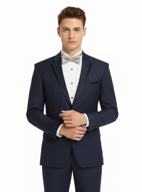 Men Dark Navy ~ Midnight blue Fashion Designer Wedding Groom Tuxedo Dinner Suit Coat Jacket Blazer Trouser - Image 4