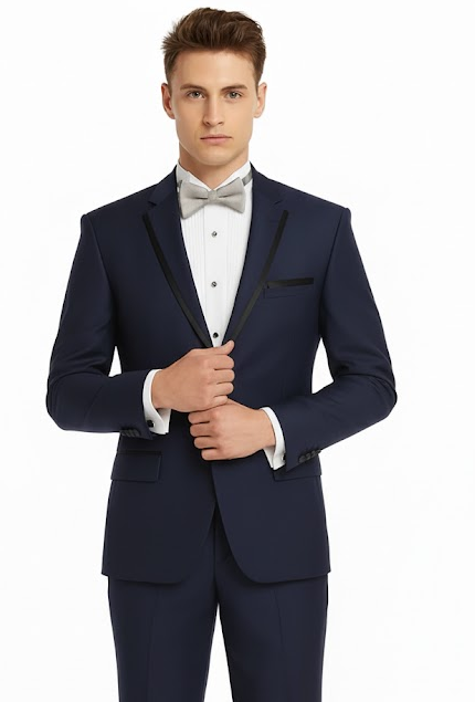 Men Dark Navy ~ Midnight blue Fashion Designer Wedding Groom Tuxedo Dinner Suit Coat Jacket Blazer Trouser - Image 6