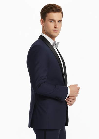 Men Dark Navy ~ Midnight blue Fashion Designer Wedding Groom Tuxedo Dinner Suit Coat Jacket Blazer Trouser - Image 5