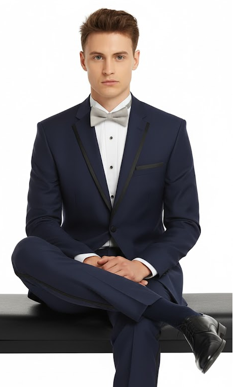 Men Dark Navy ~ Midnight blue Fashion Designer Wedding Groom Tuxedo Dinner Suit Coat Jacket Blazer Trouser - Image 7