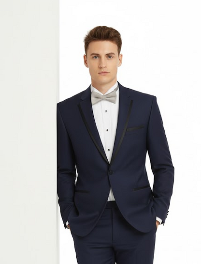 Men Dark Navy ~ Midnight blue Fashion Designer Wedding Groom Tuxedo Dinner Suit Coat Jacket Blazer Trouser - Image 8