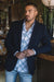 Men’s Navy Western Cowboy Blazer – Double Button Dress Coat