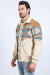 Men’s Western Inspired Aztec Quilted Twill Jacket – Beige with Suede Accents