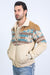 Men’s Western Inspired Aztec Quilted Twill Jacket – Beige with Suede Accents