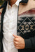 Men’s Tribal Aztec Quilted Jacket – Black & Beige Twill with Suede Touch