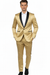 Men Gold Contrast Lapel Black Shawl Collar 2 Toned Dinner Jacket Blazer Fashion Tuxedo For Men