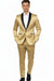 Men Gold Contrast Lapel Black Shawl Collar 2 Toned Dinner Jacket Blazer Fashion Tuxedo For Men