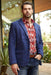 Men’s Elegant Navy Faux Suede Double-Breasted Blazer
