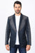 Men’s Navy Fashion Blazer with Embroidery – Smart Casual Dress Jacket