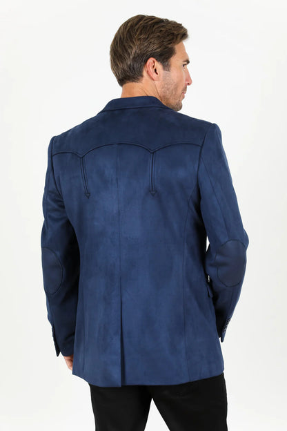 Double Button Suede Western Blazer Navy