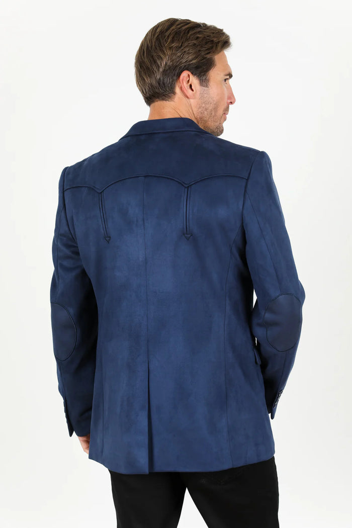 Double Button Suede Western Blazer Navy