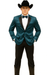 Men's 2 Buttons Slim Fit Teal Sharkskin Blazer Sport coat